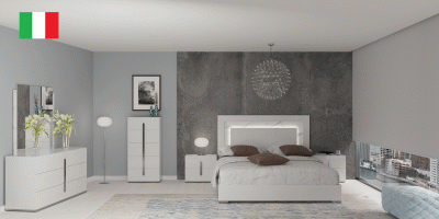 Bedroom Furniture Modern Bedrooms QS and KS Carrara White Bedroom w/Light