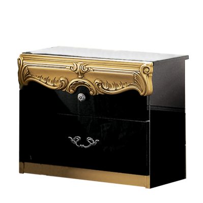 Clearance Bedroom Barocco Nightstand Black w/Gold, Camelgroup Italy