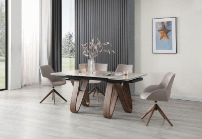 Dining Room Furniture Marble-Look Tables 9086 Table with 1327 swivel Chairs