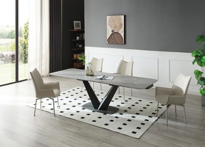 Dining Room Furniture Kitchen Tables and Chairs Sets Cloud Table with 1218 swivel grey taupe chairs
